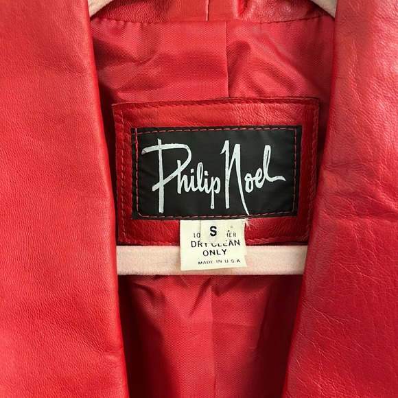 Vintage Red Leather Jacket. Philip Noel size small. - Picture 3 of 4